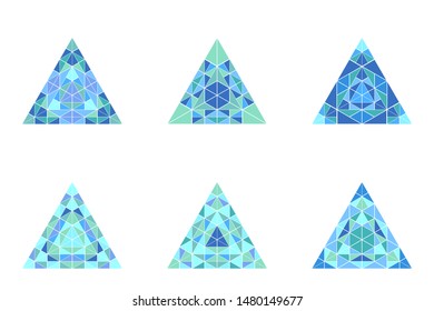 Abstract isolated mosaic triangle symbol template set - geometric polygonal colorful vector graphics