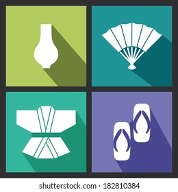 abstract isolated objects allusive to Japanese culture