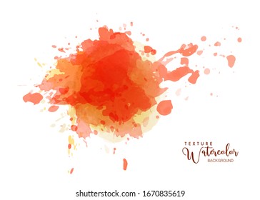 Abstract isolated orange bright watercolor drops splash. Grunge texture artistic vector used as being an element in the decorative design of invitation, cards, cover or banner.