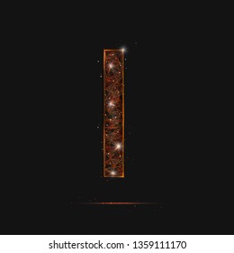Abstract isolated orange image of a number one. Polygonal illustration looks like stars in the blask night sky in spase or flying glass shards. Digital design for website, web, internet.