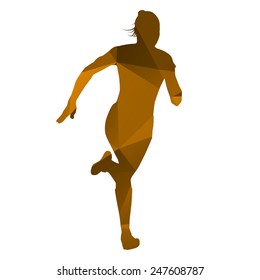 Abstract isolated orange running woman