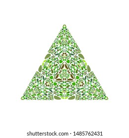 Abstract isolated ornate flower triangle shape - colorful triangular geometrical ornamental vector element from geometric shapes