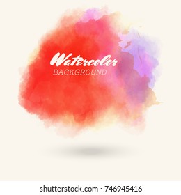 Abstract isolated red blue vector watercolor stain. Grunge element for paper design
