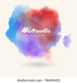 Abstract isolated red blue vector watercolor stain. Grunge element for paper design