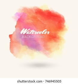 Abstract isolated red blue vector watercolor stain. Grunge element for paper design