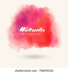 Abstract isolated red blue vector watercolor stain. Grunge element for paper design