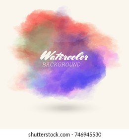 Abstract isolated red blue vector watercolor stain. Grunge element for paper design
