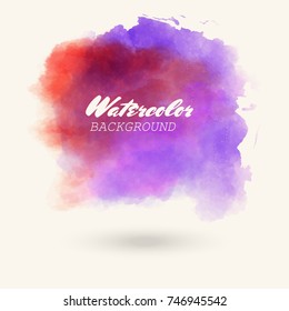 Abstract isolated red blue vector watercolor stain. Grunge element for paper design