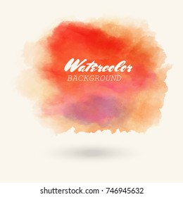 Abstract isolated red blue vector watercolor stain. Grunge element for paper design