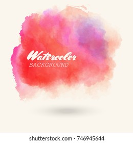 Abstract isolated red blue vector watercolor stain. Grunge element for paper design