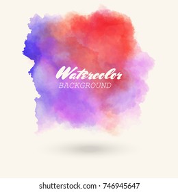 Abstract isolated red blue vector watercolor stain. Grunge element for paper design