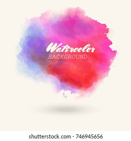Abstract isolated red blue vector watercolor stain. Grunge element for paper design