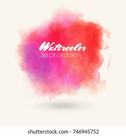 Abstract isolated red blue vector watercolor stain. Grunge element for paper design