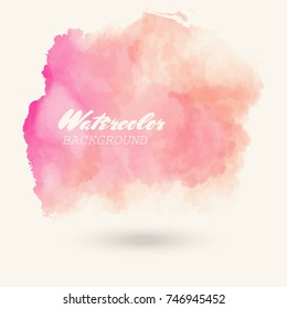 Abstract isolated red coral vector watercolor stain. Grunge element for paper design