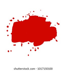 Abstract isolated red  ink  vector watercolor stain. Grunge element for paper design. Vector illustration