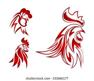 Abstract Isolated Red Rooster Head Symbol Logo 
