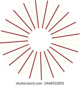 Ein abstraktes isoliertes Retro-Boho-Sunburst-Designelement.