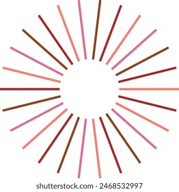 An abstract isolated retro boho sunburst design element.