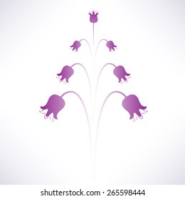 Abstract  isolated symmetric purple violet bellflower. Vector.