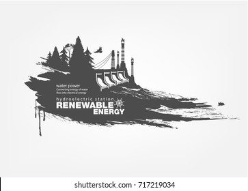 Abstract isolated texture grunge Hydroelectric station Renewable energy