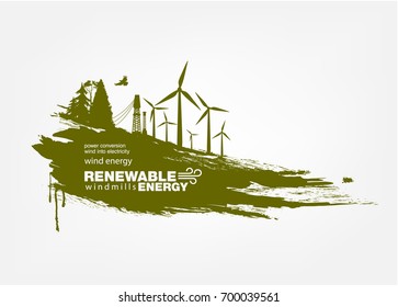 Abstract isolated texture grunge Wind turbine Renewable energy