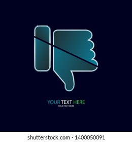 Abstract isolated thumb up and thumb down. Icon, assessment symbol. Line as an element of design. Vector illustration.