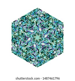 Abstract isolated tiled mosaic hexagon symbol template - ornamental hexagonal geometrical vector element