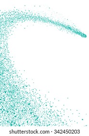 Abstract Isolated Turquois Falling Vector Star Silhouette - Christmas Star -  Shooting Star with Particle Star Trail on White Background - Meteoroid, Comet, Asteroid - Symbol, Icon, Shape.