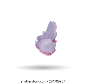 Abstract isolated turquoise watercolor stain. Vector illustration