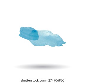 Abstract isolated turquoise watercolor stain. Vector illustration