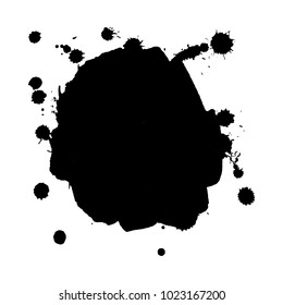 Abstract isolated vector black ink stain. Grunge element for paper design. Vector illustration
