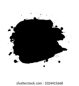 Abstract isolated vector black ink stain. Grunge element for paper design. Vector illustration