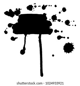 Abstract isolated vector black ink silhouette stain. Grunge element for paper design. Vector illustration