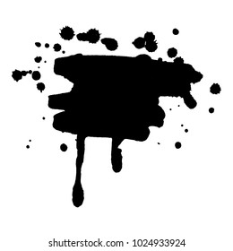 Abstract isolated vector black ink silhouette stain. Grunge element for paper design. Vector illustration