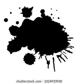 Abstract isolated vector black ink silhouette stain. Grunge element for paper design. Vector illustration
