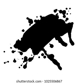 Abstract isolated vector black ink silhouette stain. Grunge element for paper design. Vector illustration
