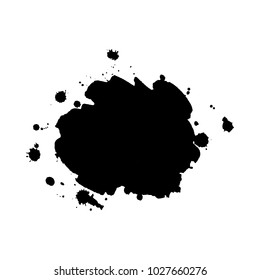 Abstract isolated vector black ink silhouette stain. Grunge element for paper design. Vector illustration