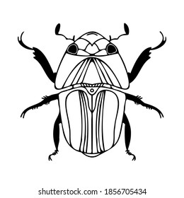 Abstract isolated vector black and white lined illustration design of bug. The design is perfect for textiles, decorations, stickers, logos, badges, invitations, cards, tattoos.