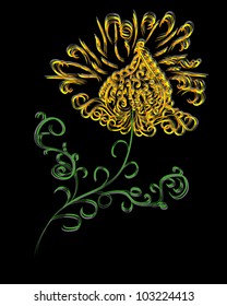 Abstract isolated vector flower. illustration.