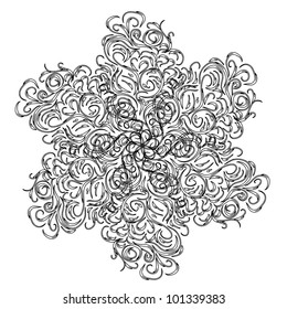 Abstract isolated vector flower or snowflake. illustration.