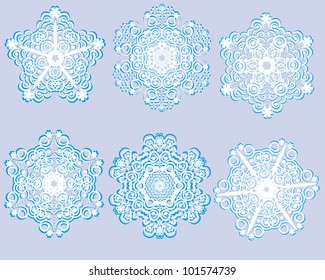 Abstract isolated vector flower or snowflake. illustration.
