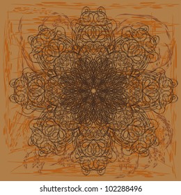 Abstract isolated vector flower or snowflake. illustration. Style grunge