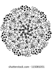 Abstract isolated vector flower or snowflake. illustration. Style grunge
