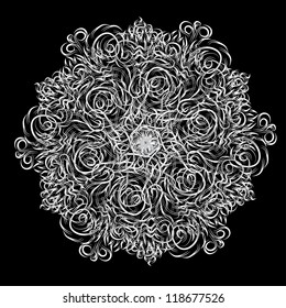 Abstract isolated vector flower or snowflake. illustration. Style grunge
