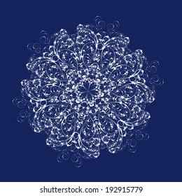 Abstract isolated vector flower or snowflake. illustration.
