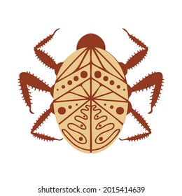 Abstract isolated vector lined illustration design of bug in red and pink colors. The design is perfect for textiles, decorations, stickers, logos, badges, invitations, cards, tattoos.