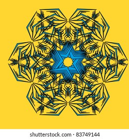Abstract isolated vector snowflake. Illustration.