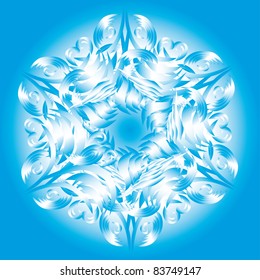 Abstract isolated vector snowflake. Illustration.