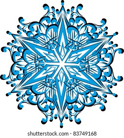 Abstract isolated vector snowflake. Illustration.