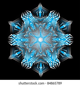 Abstract isolated vector snowflake. Illustration.